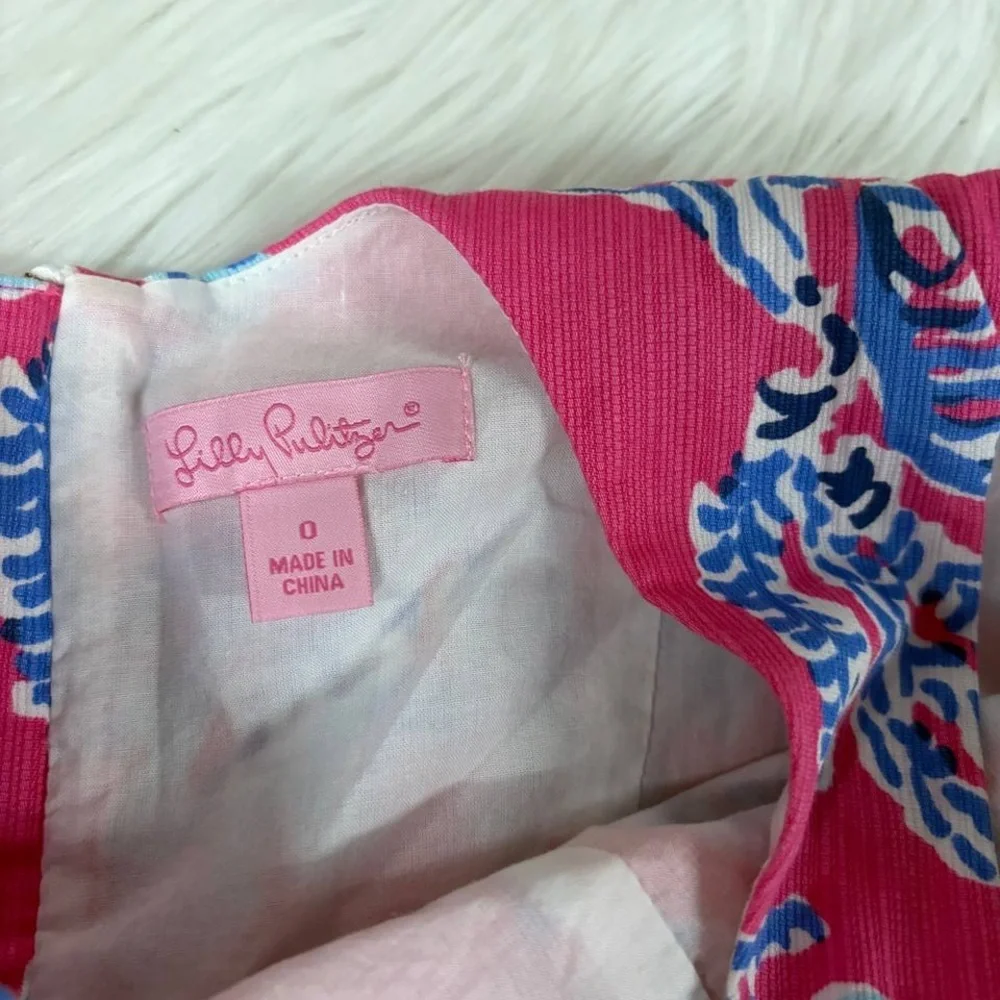 Lilly Pulitzer Cathy Shift Dress Samba Coral Print Capri Pink Size 0 - Picture 5 of 6